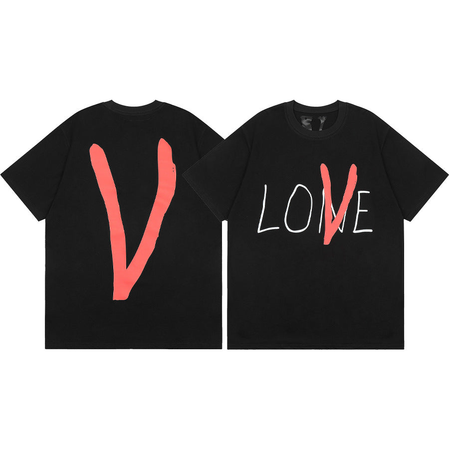 Vlone Big V Letter Graphic Short Sleeve Tee Streetwear Unisex