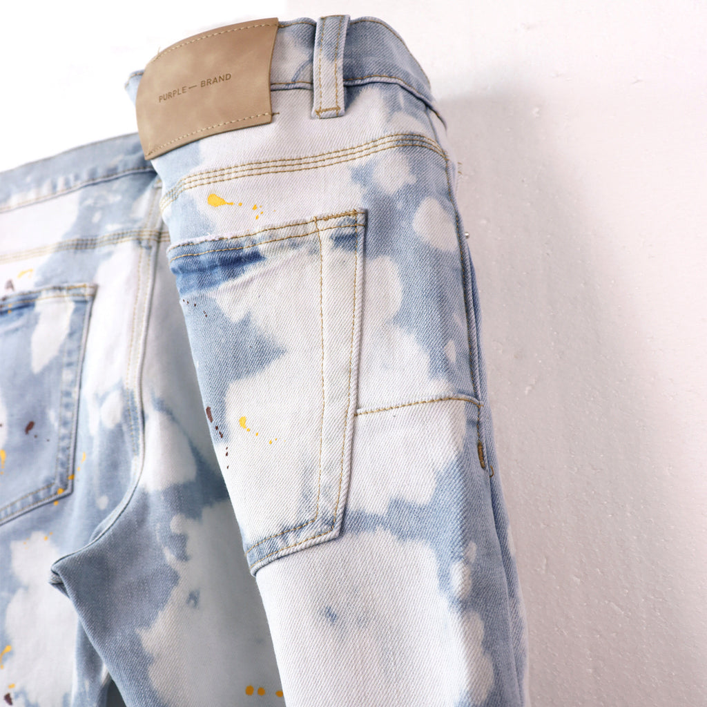 Purple Brand Splash Paint Ripped Skinny Denim Jeans Unisex