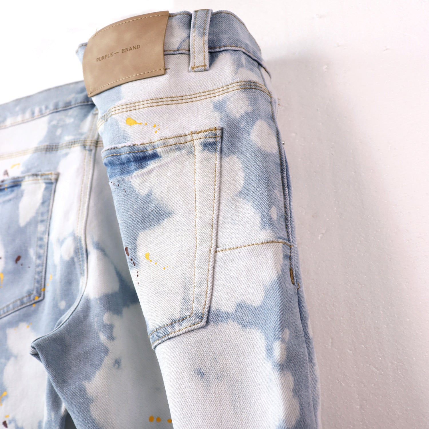 Purple Brand Splash Paint Ripped Skinny Denim Jeans Unisex