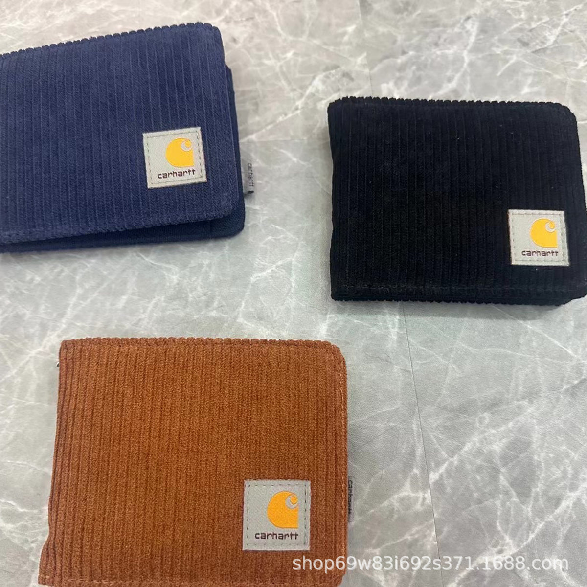 Carhartt Patch Logo Bifold Wallet Canvas Corduroy Paisley Card Holder