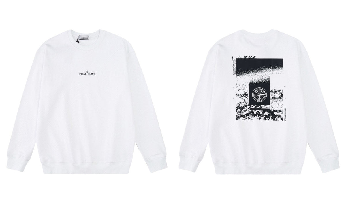 Stone Island Compass Print Crewneck Sweatshirt Men Autumn Pullover