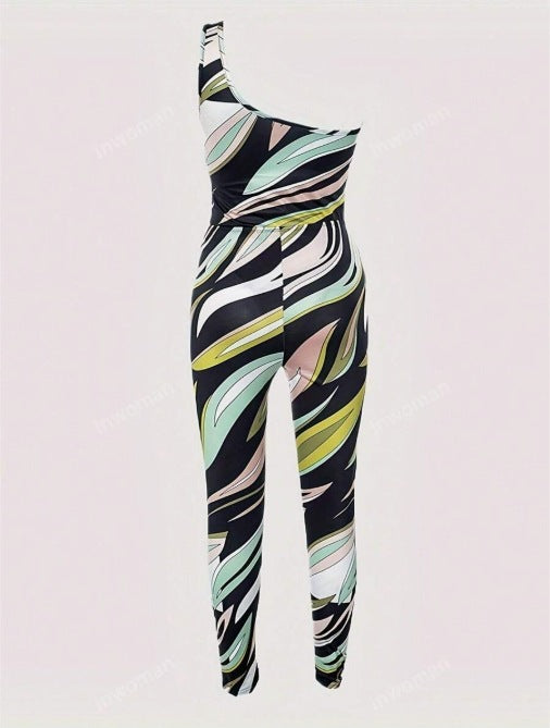 Emilio Pucci Swirl Print One Shoulder 2 Piece Pants Set Women