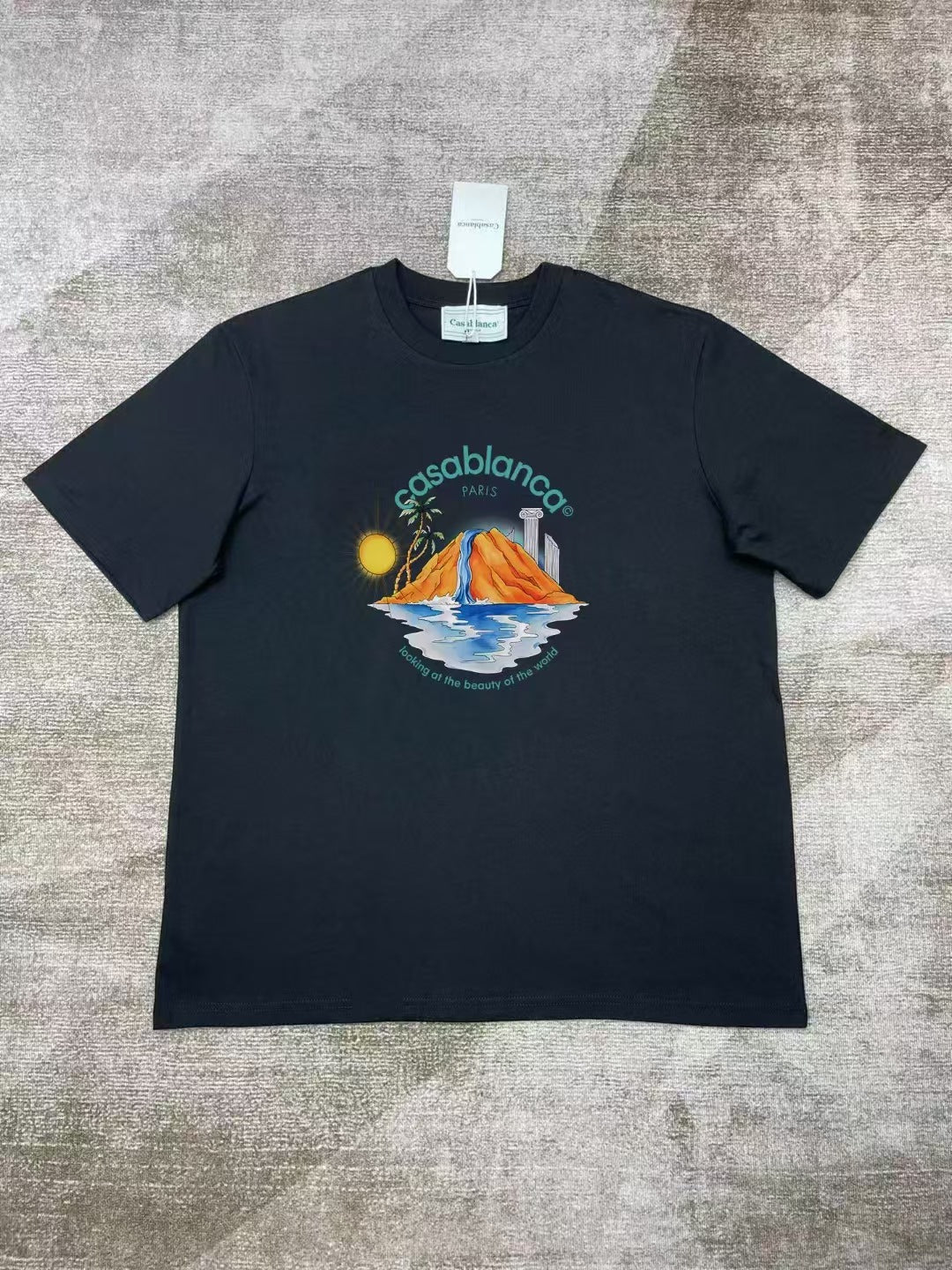 Casablanca Art Graphic Print Loose Unisex Short Sleeve T-Shirt