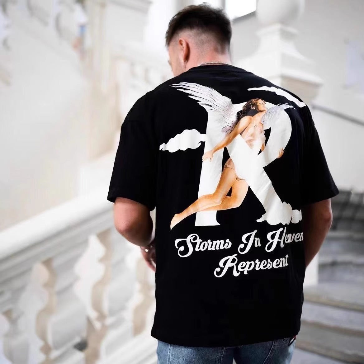 Represent Shark Washed Graphic Oversized Tee Streetwear Unisex