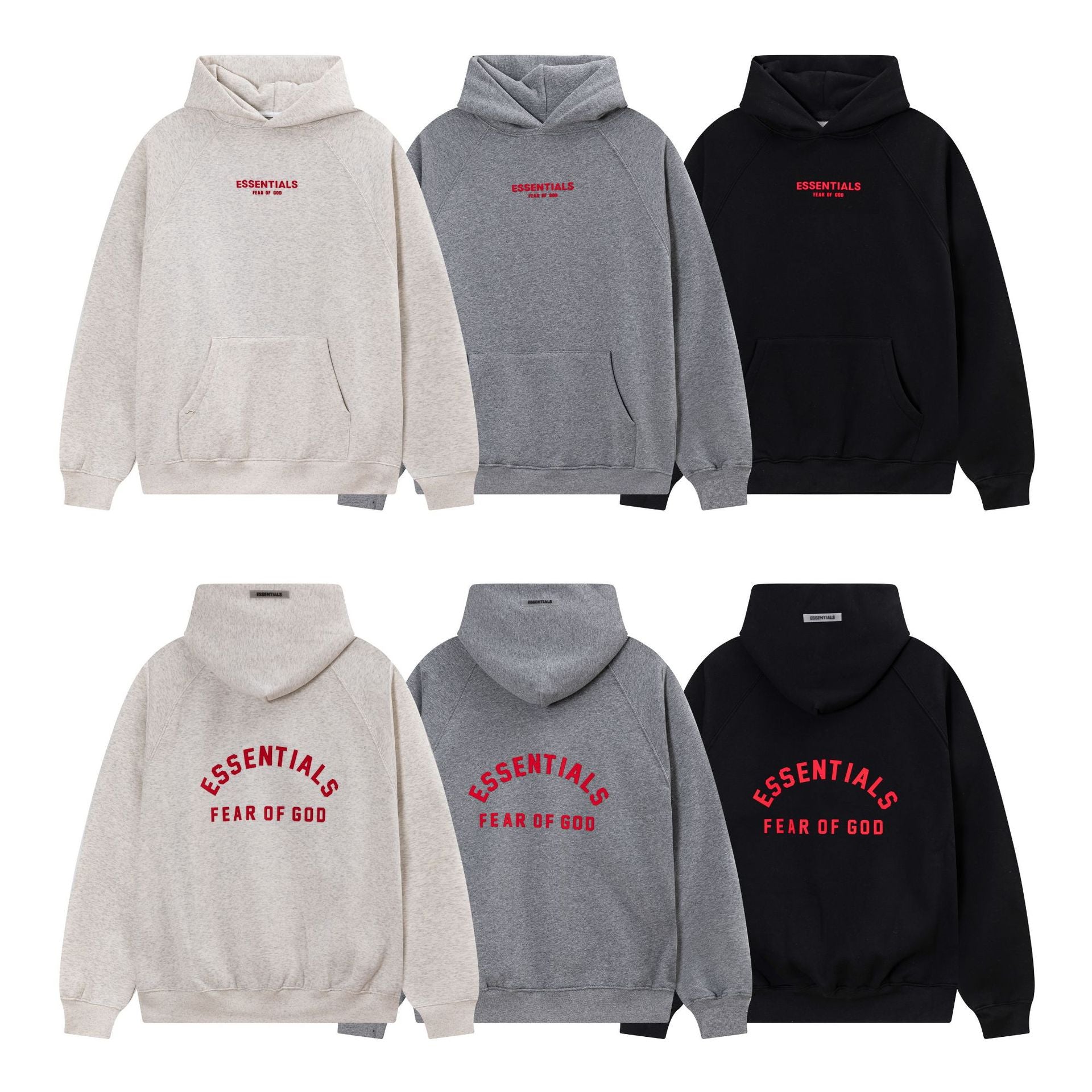 Fear Of God Essentials Red Rubber Letter Pullover Hoodie Unisex