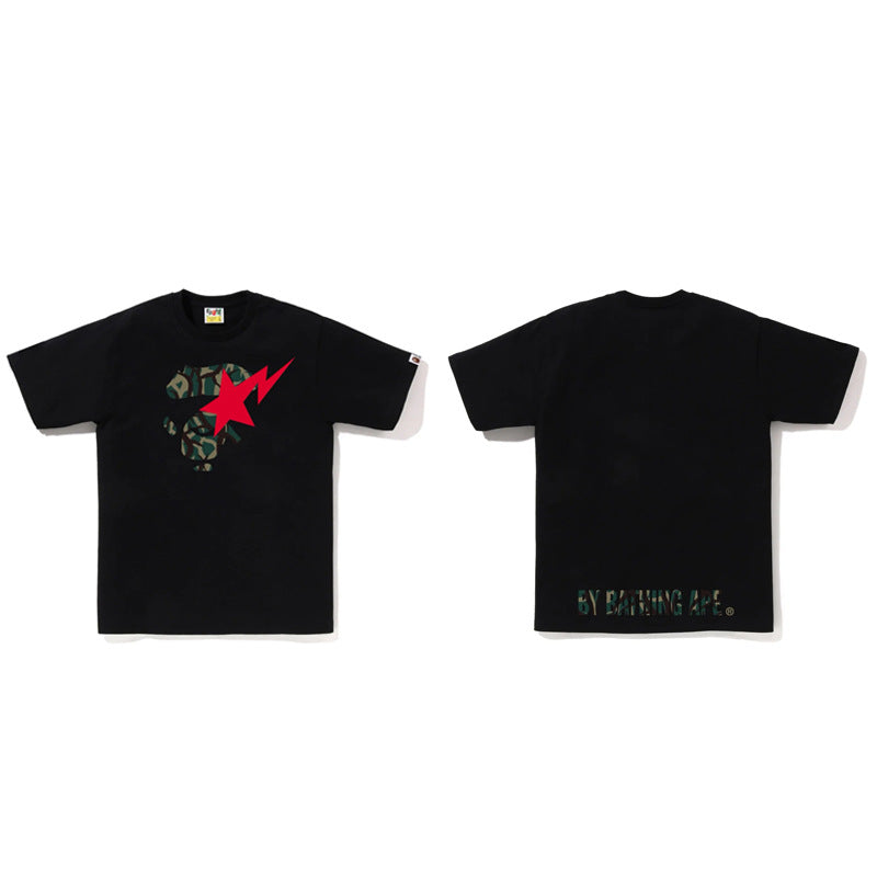 BAPE Ape Head Shark Print Unisex Casual T-Shirt