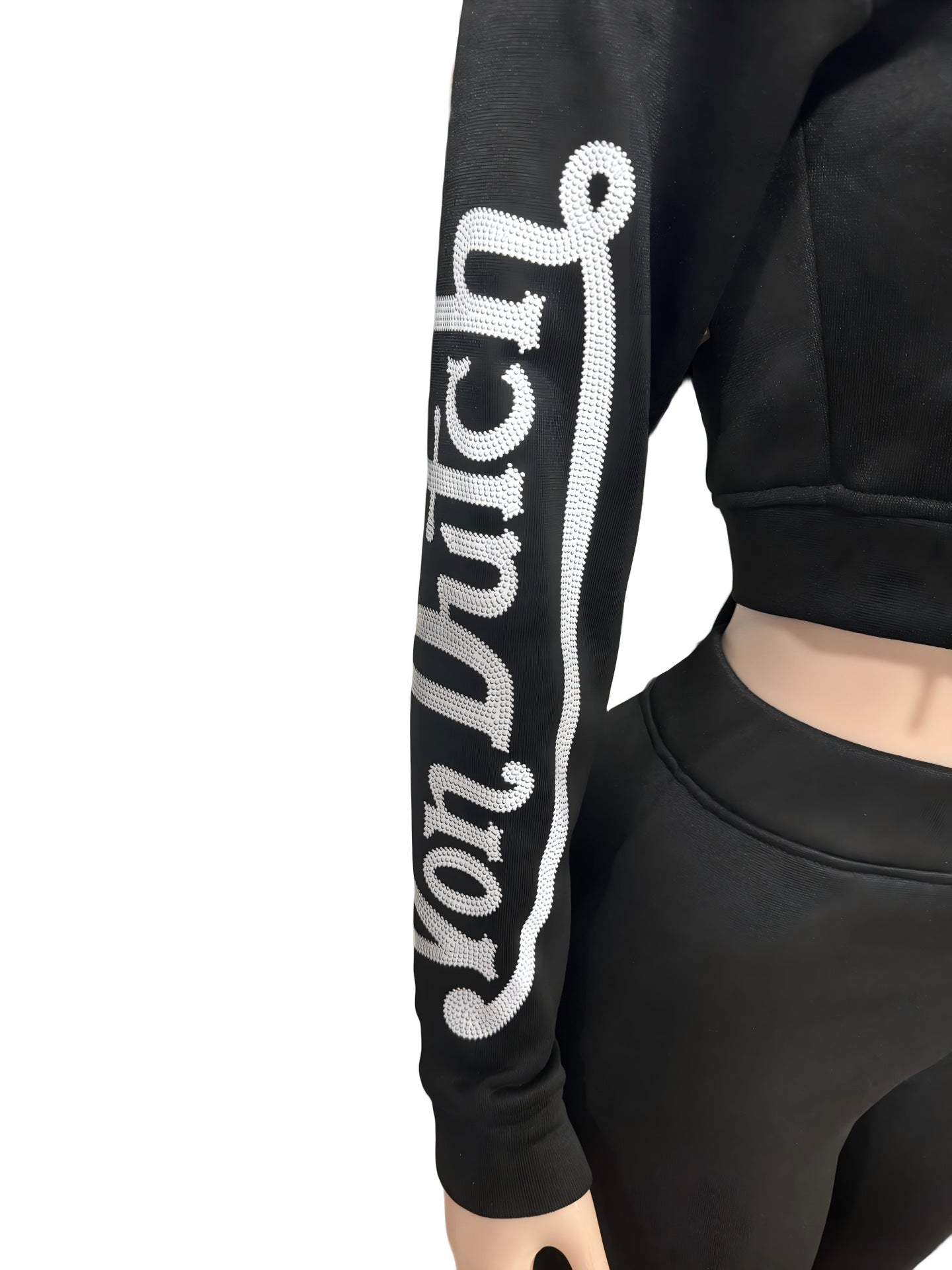 True Religion Graphic Zip Crop Hoodie Flare Pants 2 Piece Set
