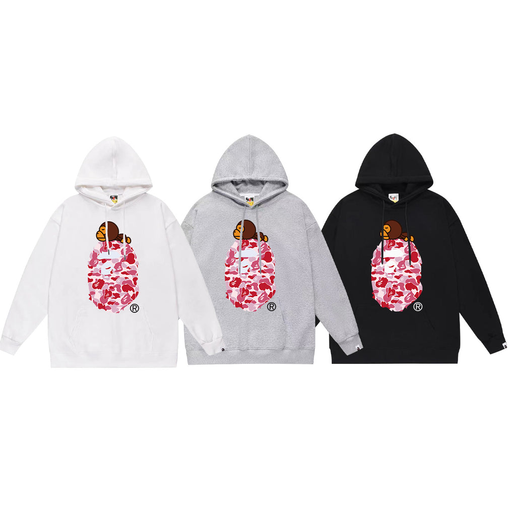 Bape Camo Ape Head Graphic Vintage Washed Oversized Hoodie Streetwear