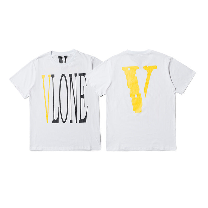 Vlone Big V Letter Graphic Print Short Sleeve Tee Streetwear Unisex