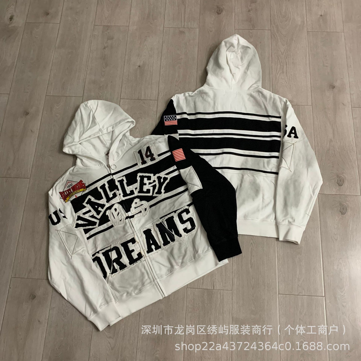 Valley Dreams Graphic Zip Up Hoodie Rhinestone Vintage Street Jacket
