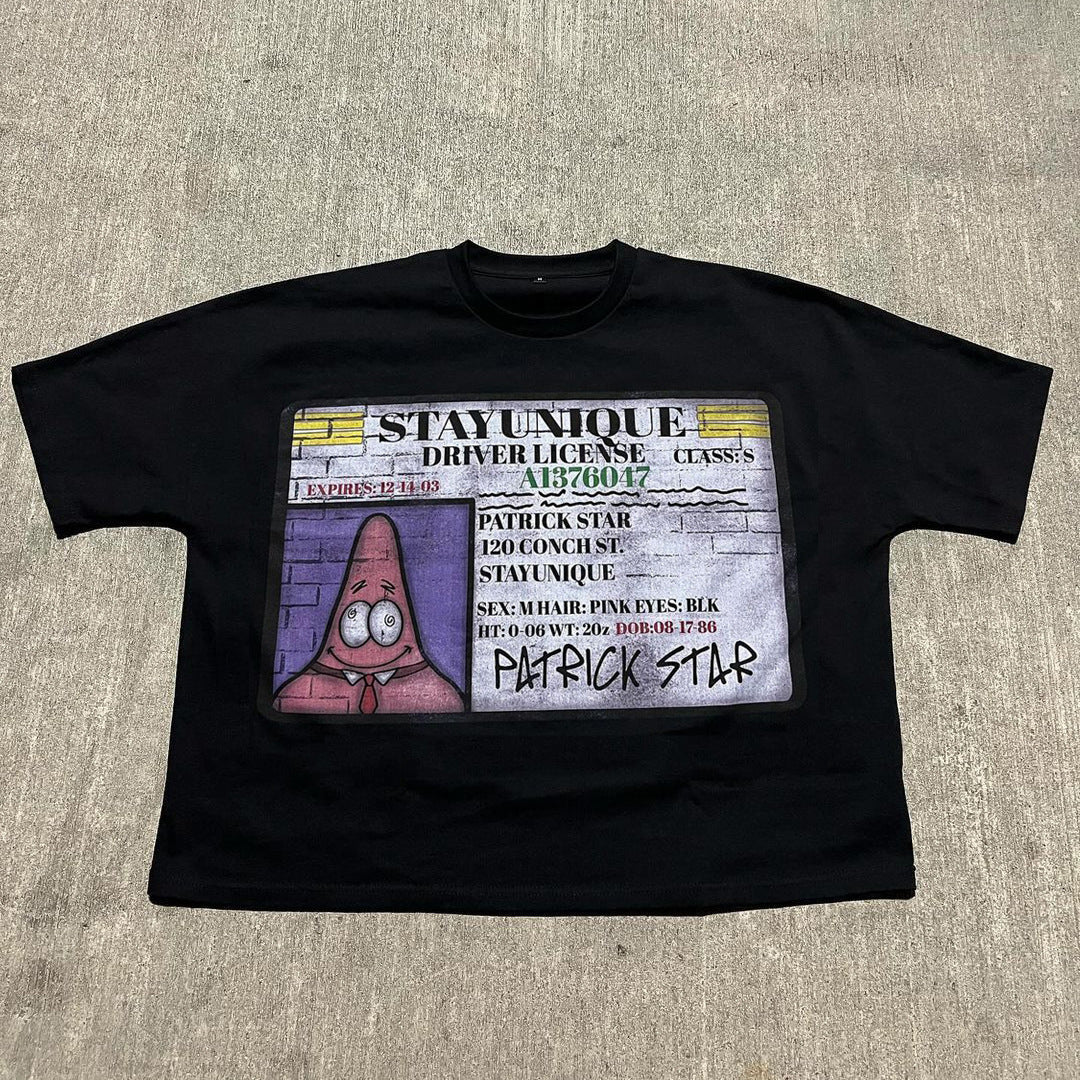 Streetwear-Shirt im Gothic-Stil von Saint Michael mit Grafik – Unisex Oversized Baumwoll-T-Shirt