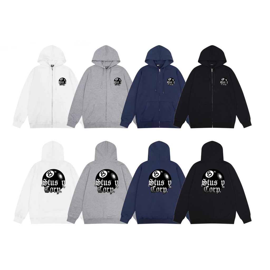 Stussy Zip Up Hoodie Multi Graphic Letter Print Streetwear Jacket