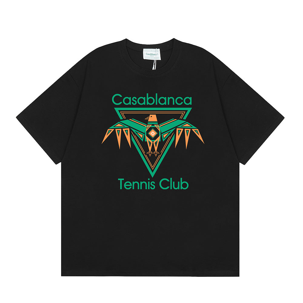 2026 New Casablanca Logo Print Loose Fit Unisex Short Sleeve T-Shirt