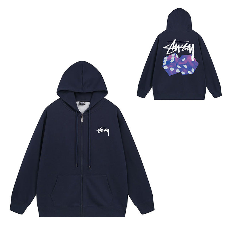 Stussy Graphic Zip Up Hoodie Letter Streetwear Casual Pullover Jacket