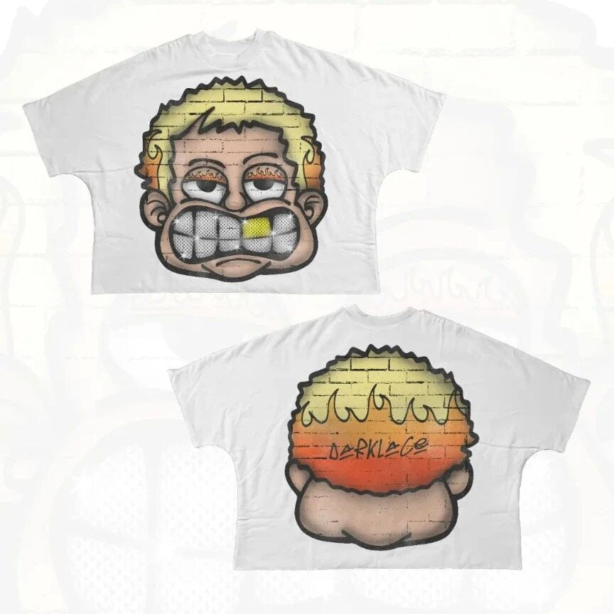 Y2K Punk Cartoon Hip Hop Grafik Unisex Oversized Streetwear Baumwoll-T-Shirt