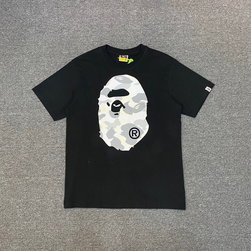 BAPE Ape Shark Graphic Print Loose Unisex Heavyweight Cotton T-Shirt