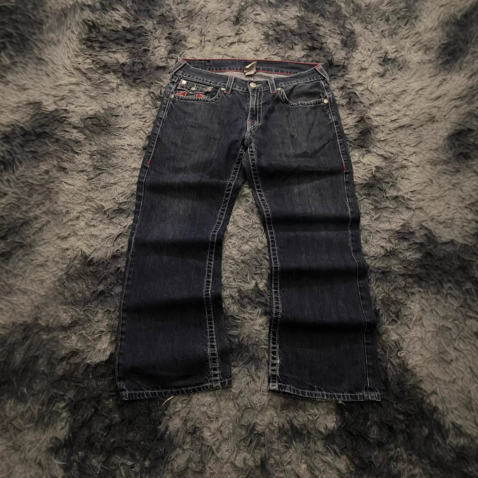 Vintage Horseshoe Embroidery Flare Denim Jeans