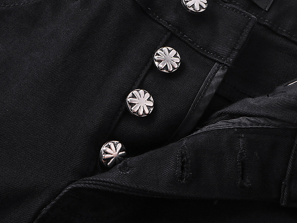LOSTSHDWS Floral-Embroidered Flared-Hem Jeans