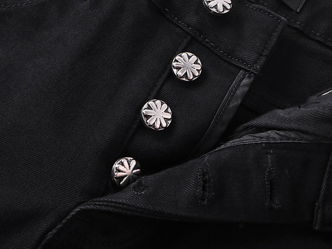 LOSTSHDWS Floral-Embroidered Flared-Hem Jeans