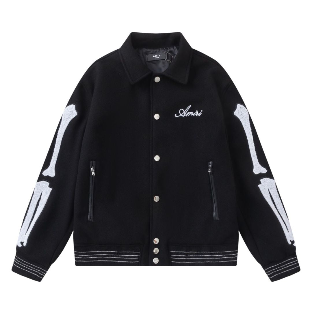 Amiri Bones Varsity Jacket Embroidery Wool Blend Baseball
