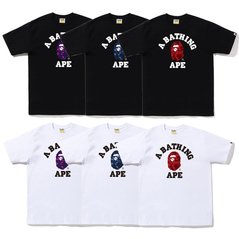 BAPE Camo Shark Ape Head Print Crew Neck Short Sleeve T‑Shirt Unisex
