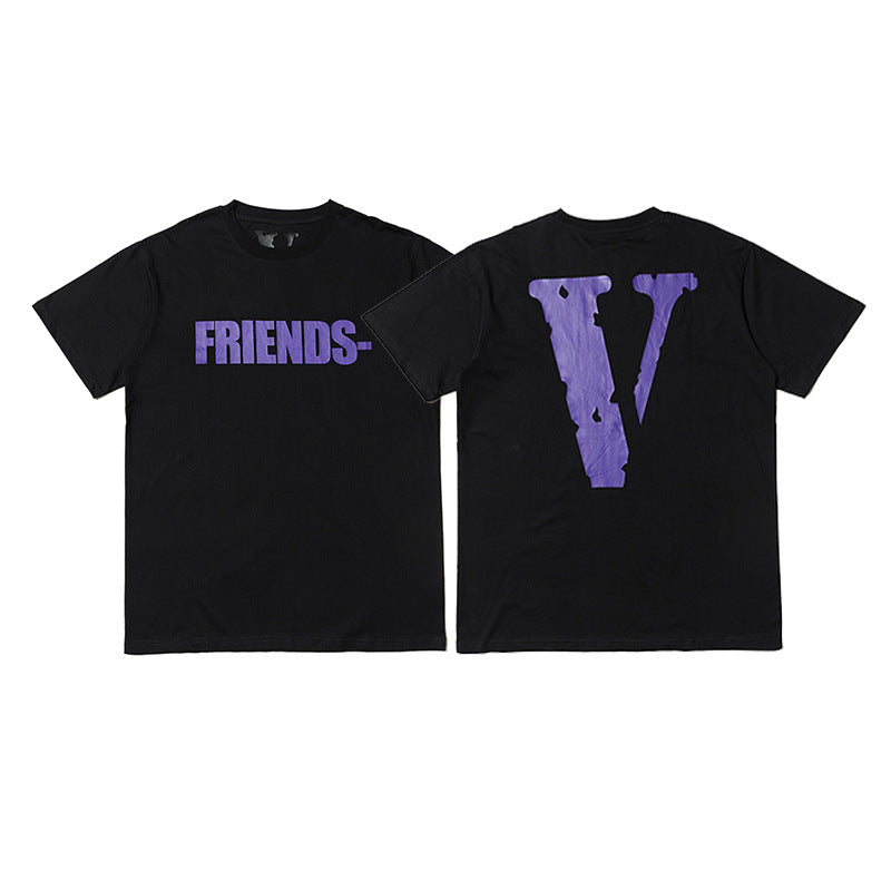 Vlone Big V Letter Graphic Print Short Sleeve Tee Streetwear Unisex