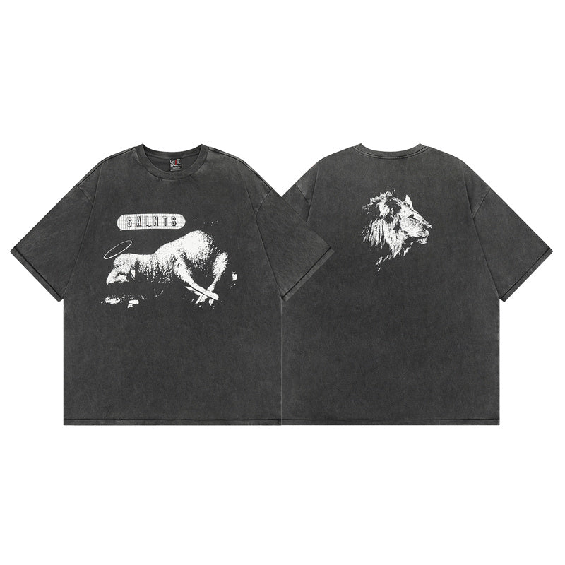 Saint Michael Vintage Washed Distressed Hole Loose Streetwear T-Shirt