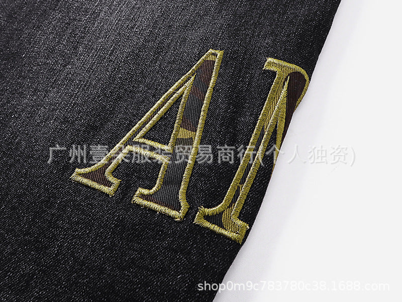 Amiri Washed Distressed Embroidered Slim Tapered Denim Jeans Unisex