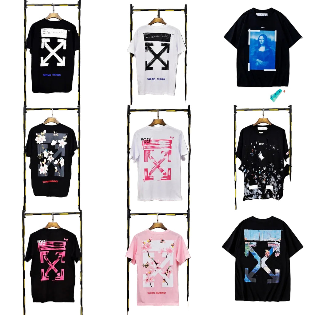 Off‑White Melt Arrow Gradient Splash Ink Crew Neck T‑Shirt Unisex