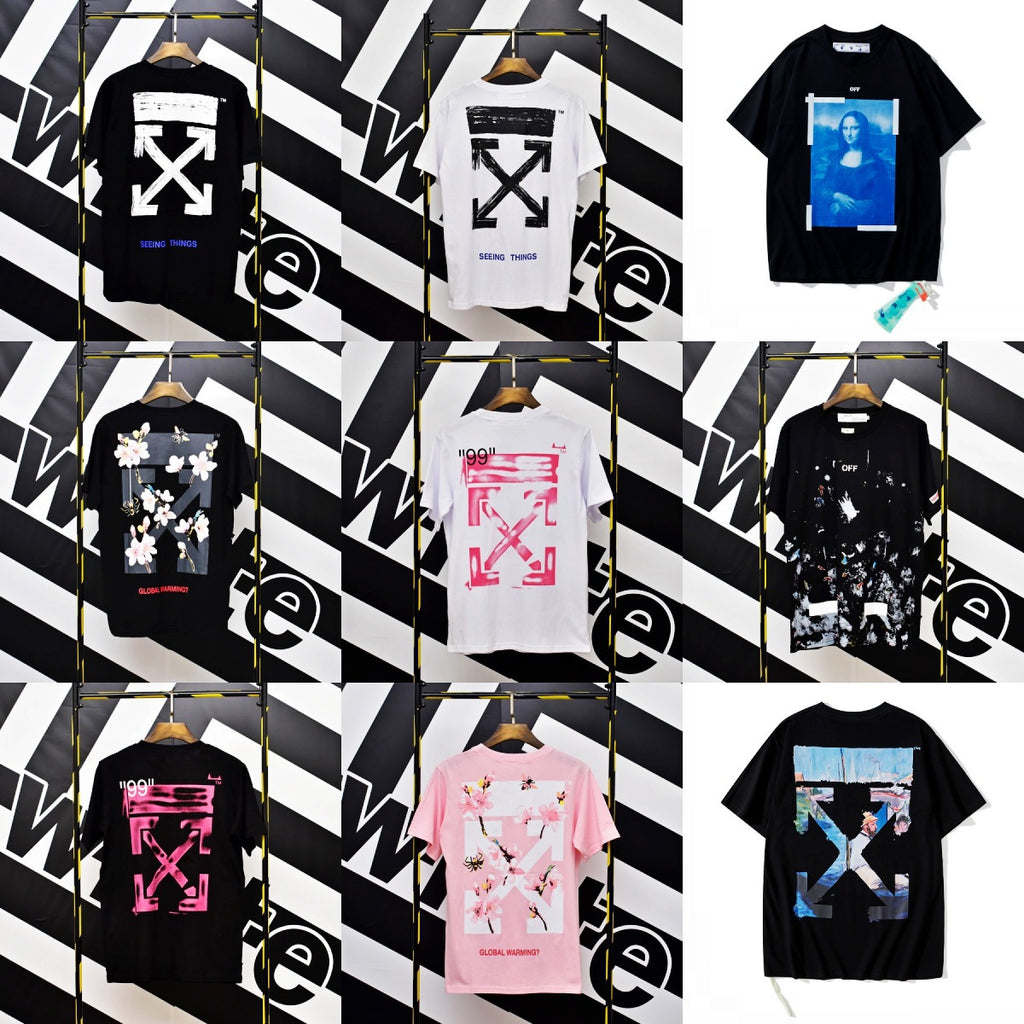 Off White Arrow Gradient Graphic Short Sleeve Tee Streetwear Unisex