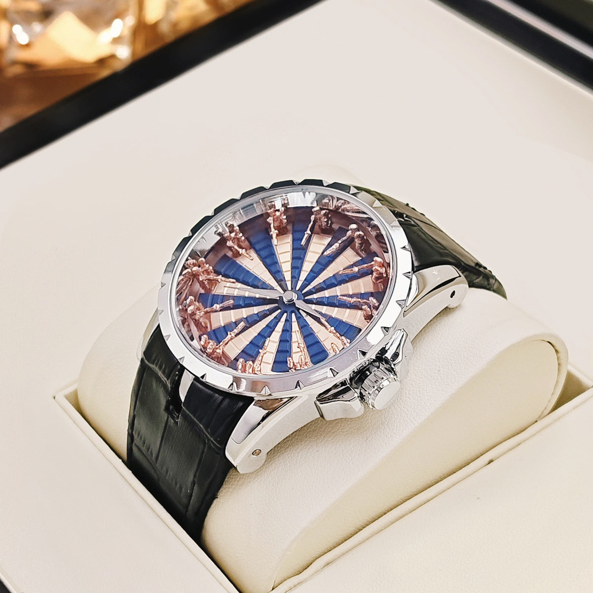 12 Round Table Knights Men Watch 3D Skeleton Dial Quartz Wrist Watch