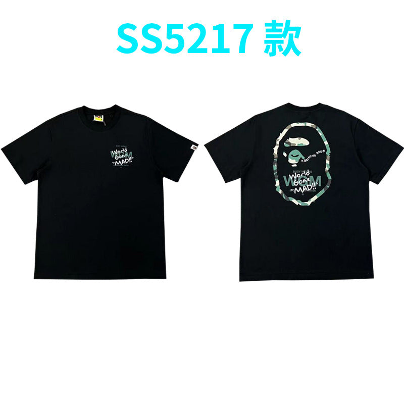BAPE Shark Camo Graphic Tee Loose Unisex Streetwear T-Shirt