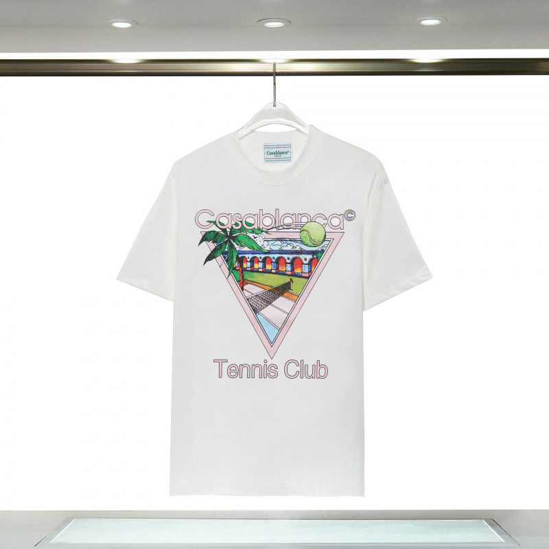 Casablanca Casa Letter Art Print Crew Neck Short Sleeve Tee Unisex