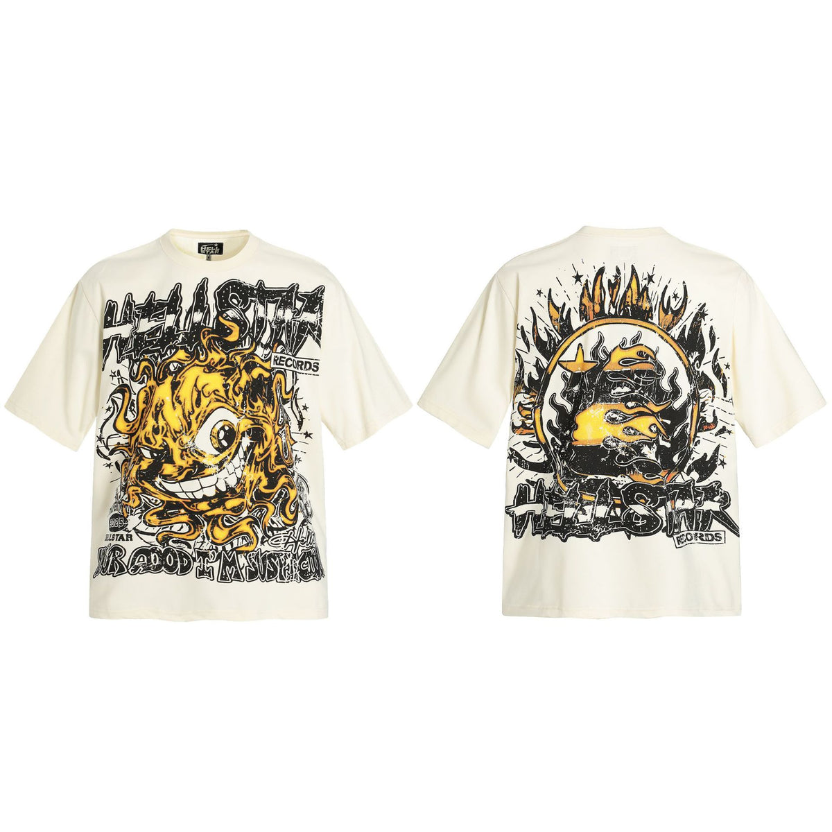 Hellstar Multi‑Graphic Vintage Washed Oversized Tee Streetwear