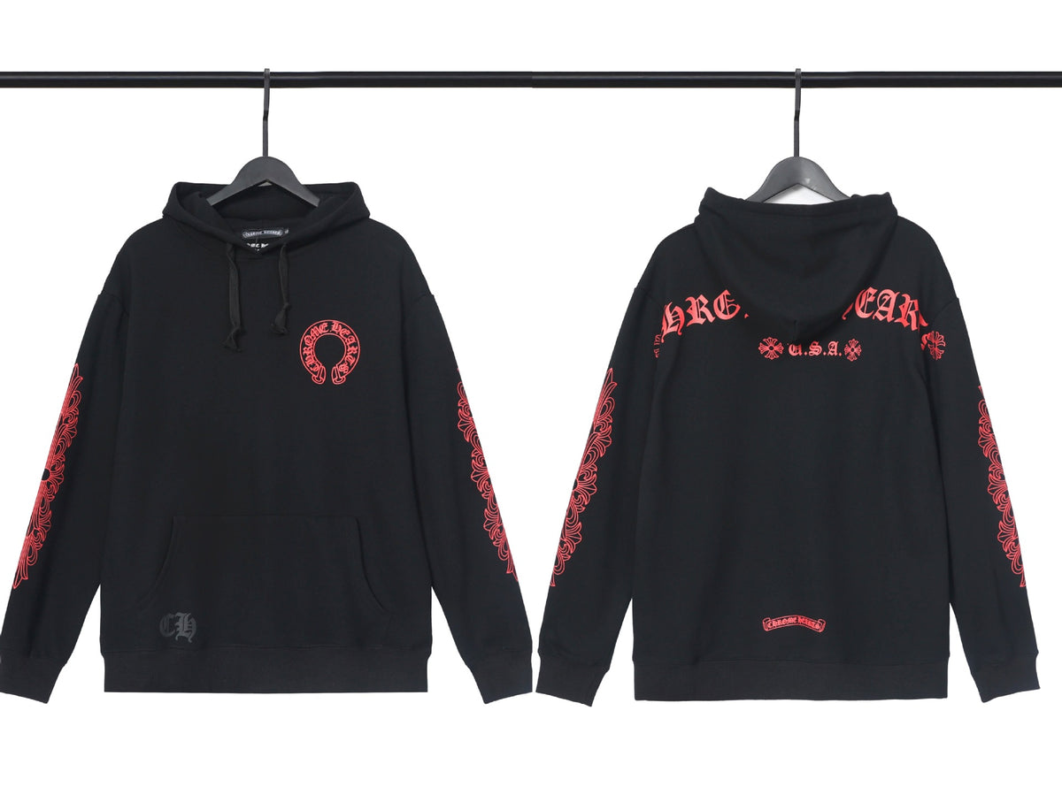 Chrome Hearts Horseshoe Cross Hoodie Goth Streetwear Graphic Pullover