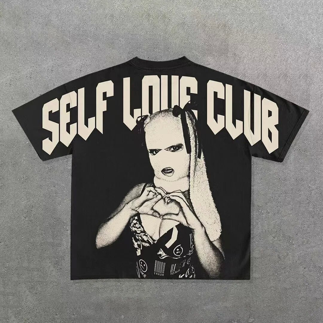 Y2K Punk Gothic Skimaske Grafik Unisex Oversized Streetwear T-Shirt