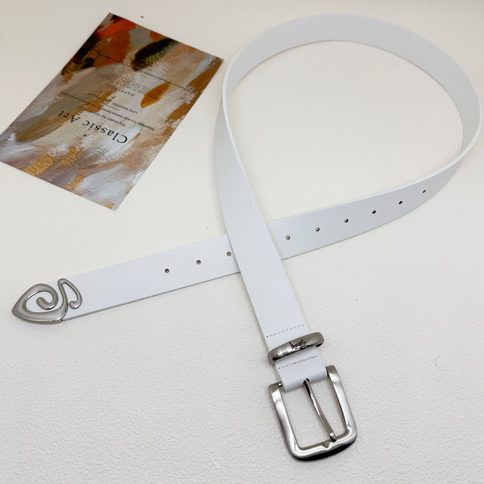 Stussy Spiral Swirl Metal Tip Leather Belt High Street Unisex