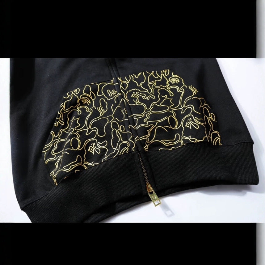 BAPE 23rd Anniv Gold Line Black/Gold Shark Full Zip Hoodie