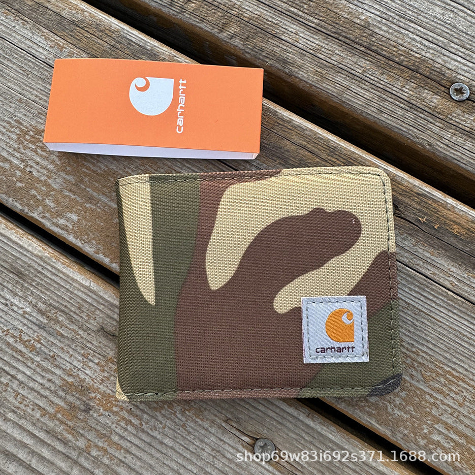 Carhartt Patch Logo Bifold Wallet Canvas Corduroy Paisley Card Holder