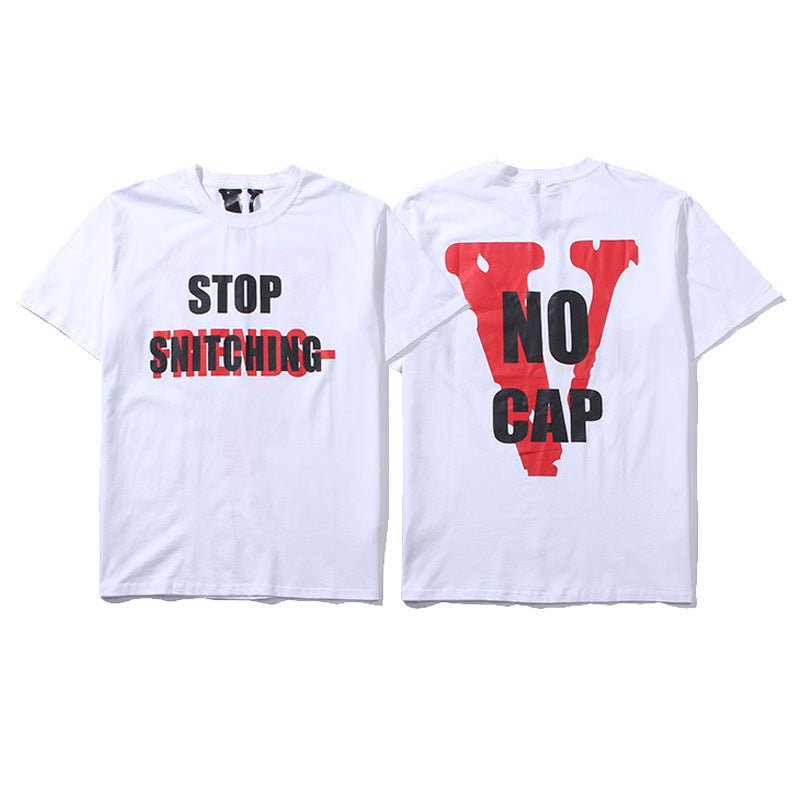 Vlone Big V Letter Graphic Print Short Sleeve Tee Streetwear Unisex