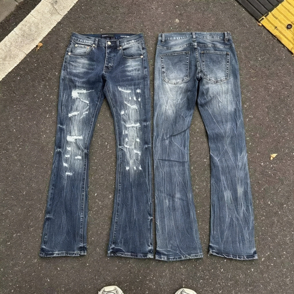 Purple Brand Men Stretch Skinny Ripped Printed Embroidered Denim Jeans