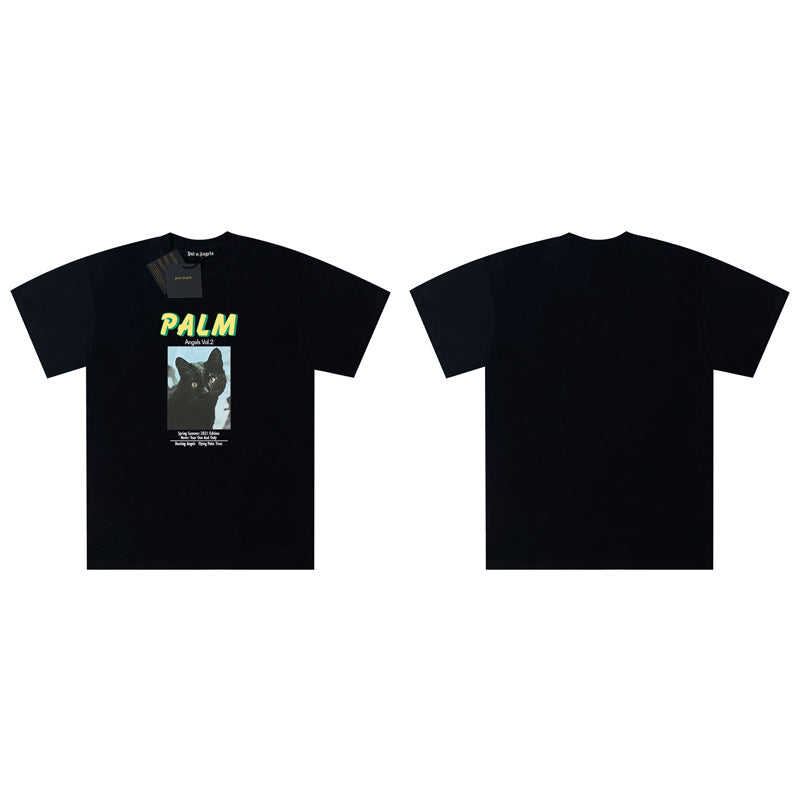 Palm Angels Graphic Print Tee Loose Crew Neck Streetwear T-Shirt