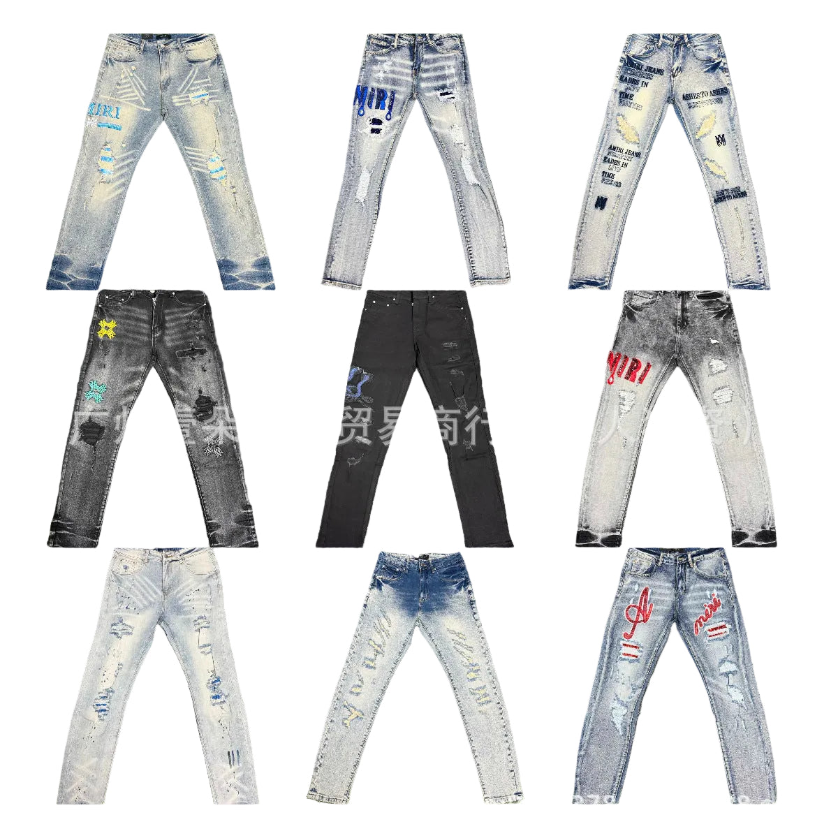 Amiri Patch Distressed Paint‑Splash Slim Fit Denim Jeans Unisex