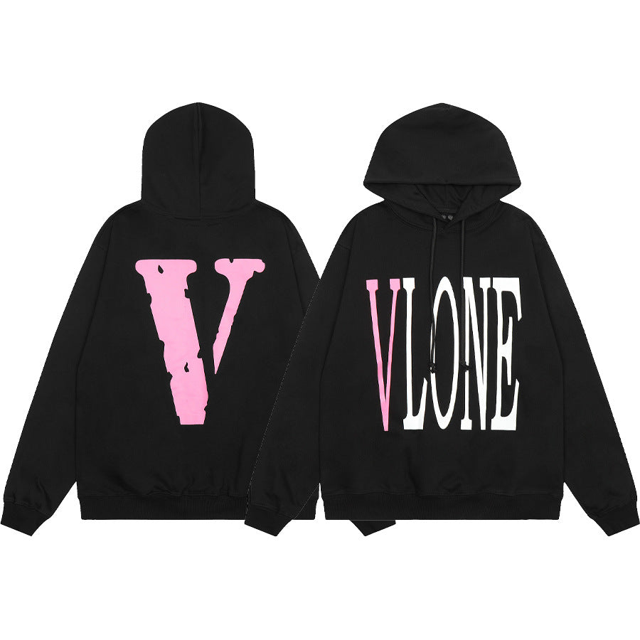 Vlone Multi Pattern Big V Graphic Oversized Hoodie Streetwear Unisex