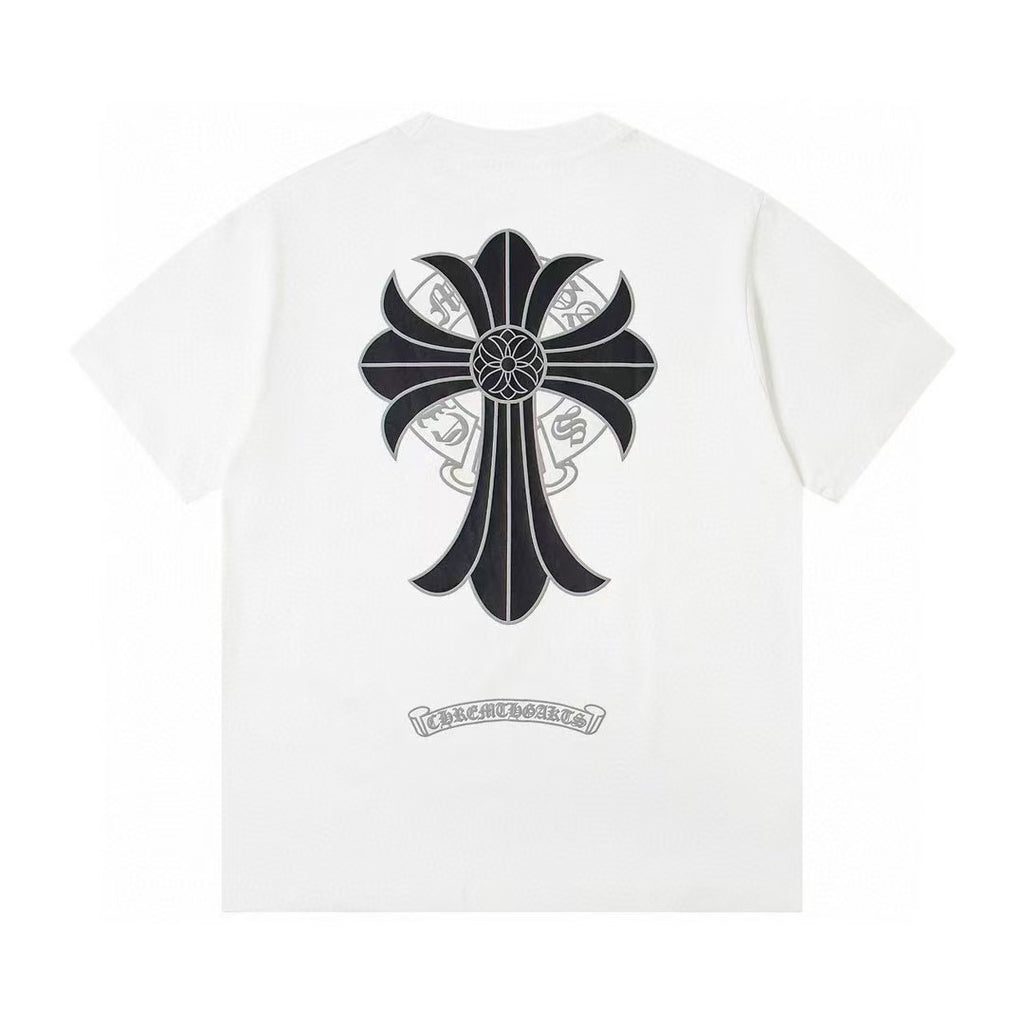 Chrome Hearts Color Sanskrit Cross Print Short Tee Unisex Y2K