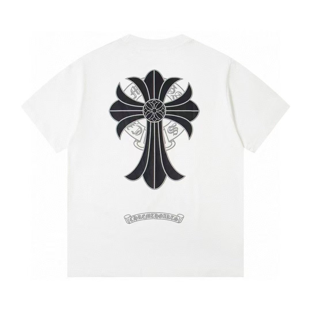 Chrome Hearts Color Sanskrit Cross Print Short Tee Unisex Y2K