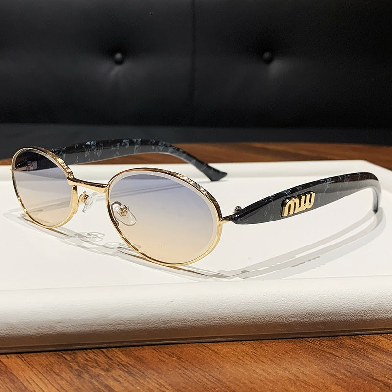 Miu Miu SMU52YS Sardine Oval Metal Sunglasses Gradient Lens Women Y2K