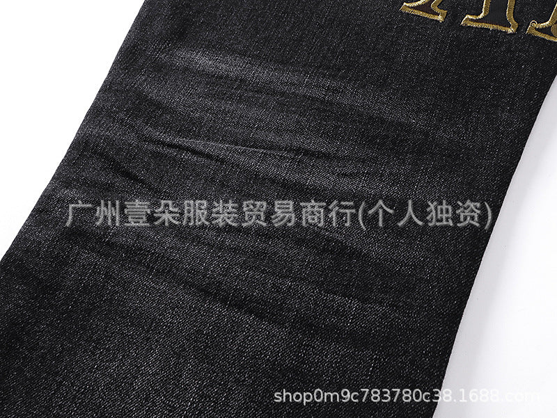 Amiri Washed Distressed Embroidered Slim Tapered Denim Jeans Unisex