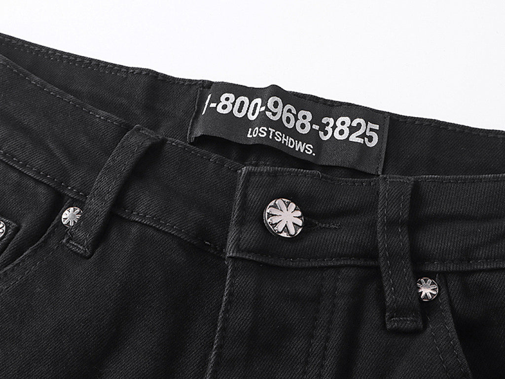 LOSTSHDWS Floral-Embroidered Flared-Hem Jeans