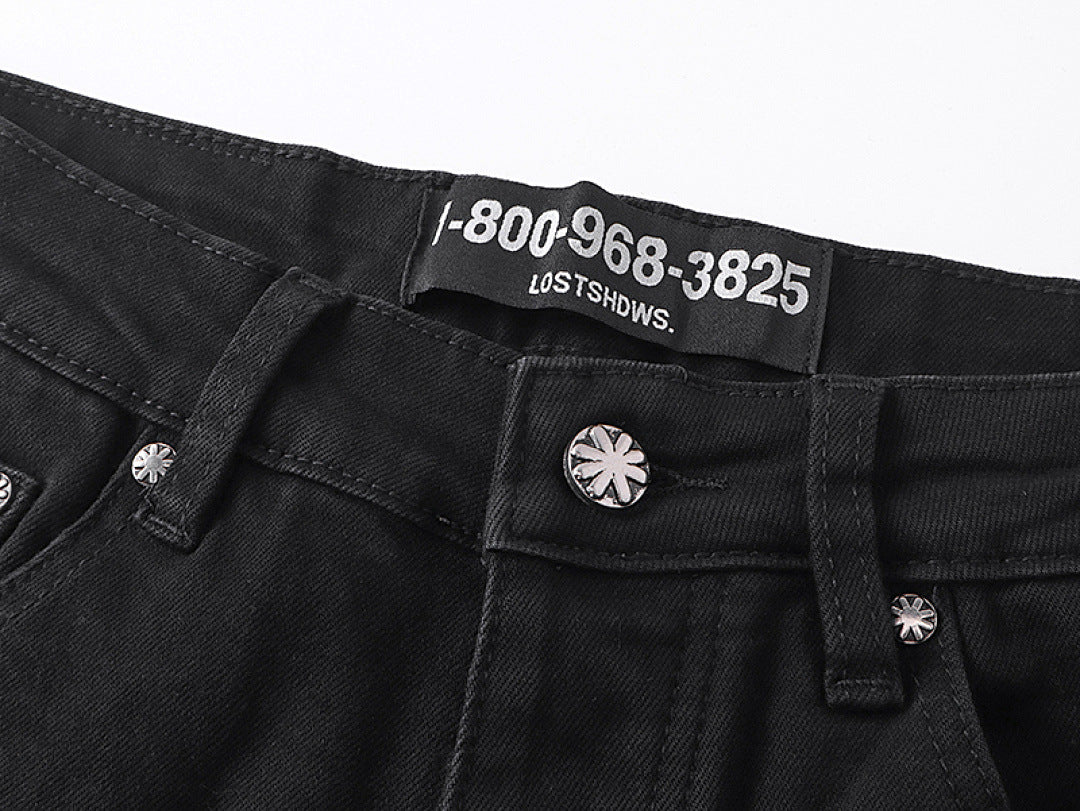 LOSTSHDWS Floral-Embroidered Flared-Hem Jeans